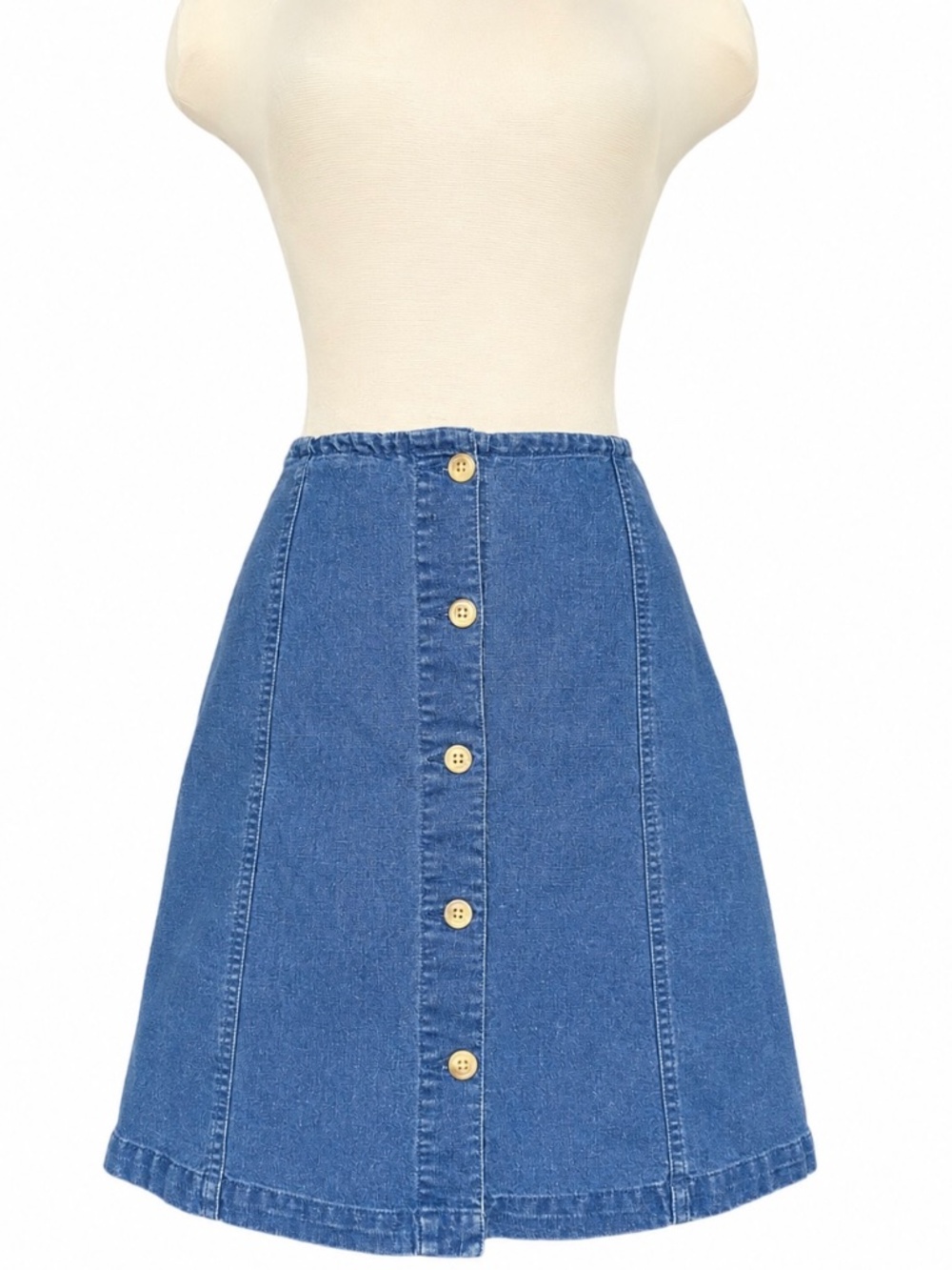 Cherokee Vintage Blue Cotton Linen Button Front Skort A-line Size S Y2K Casual